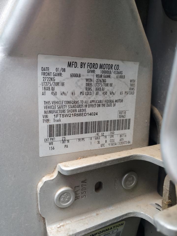 2008 Ford F250 Super Duty VIN: 1FTSW21R68ED14024 Lot: 86279665