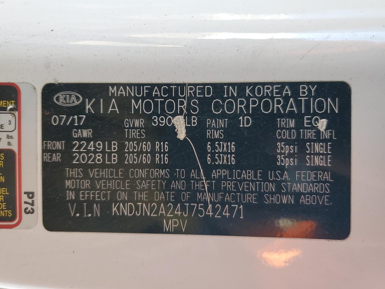 2018 Kia Soul VIN: KNDJN2A24J7542471 Lot: 85882335