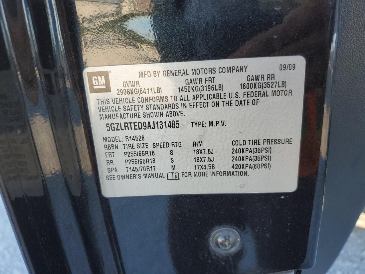 2010 Saturn Outlook Xe VIN: 5GZLRTED9AJ131485 Lot: 82394725