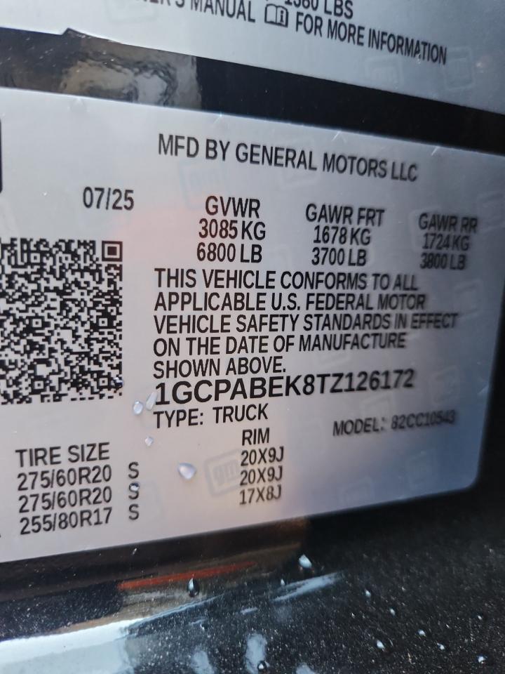 2026 Chevrolet Silverado C1500 Custom VIN: 1GCPABEK8TZ126172 Lot: 85497115