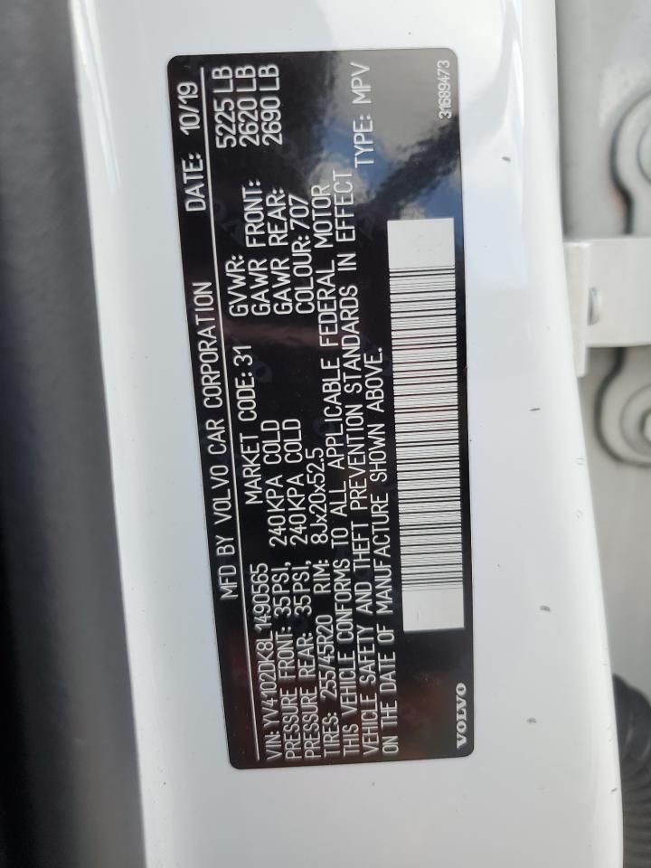 2020 Volvo Xc60 T5 Momentum VIN: YV4102DK8L1490565 Lot: 90481325