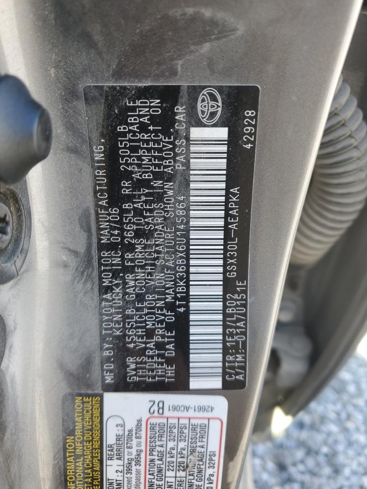 2006 Toyota Avalon Xl VIN: 4T1BK36BX6U145864 Lot: 85008285