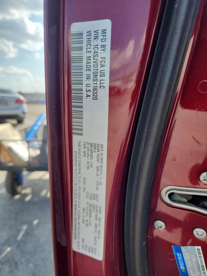 2022 Jeep Wagoneer Series Iii VIN: 1C4SJVDT0NS116320 Lot: 89552375