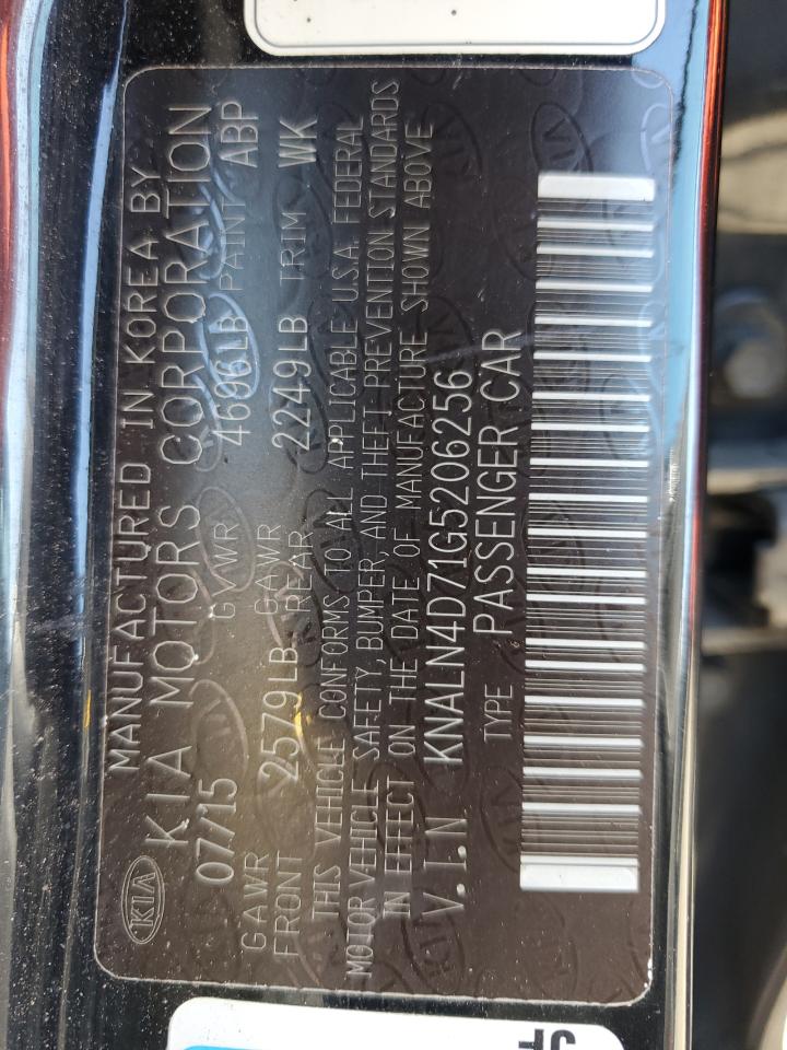 2016 Kia Cadenza Luxury VIN: KNALN4D71G5206256 Lot: 81944605