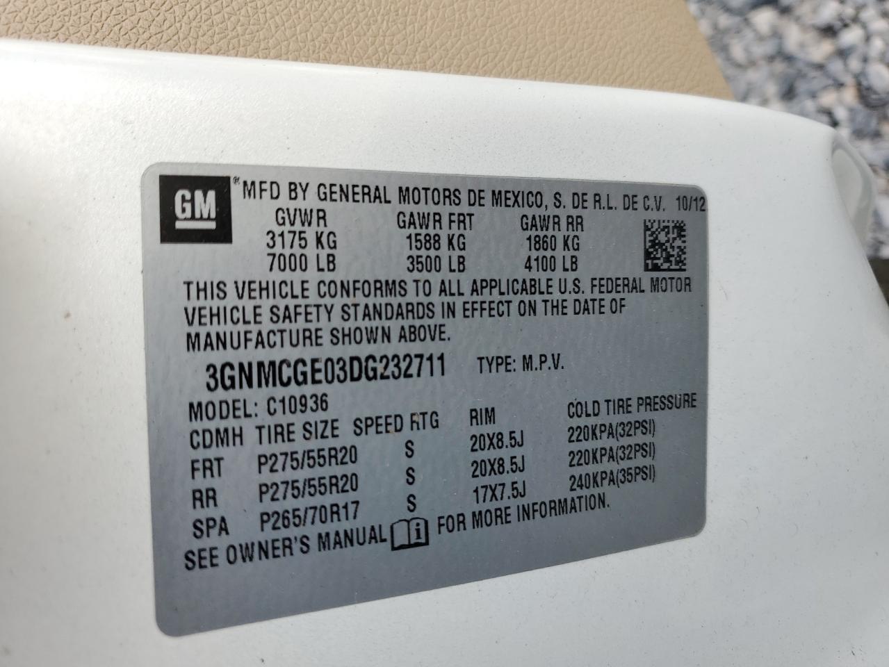 2013 Chevrolet Avalanche Ltz VIN: 3GNMCGE03DG232711 Lot: 82641005