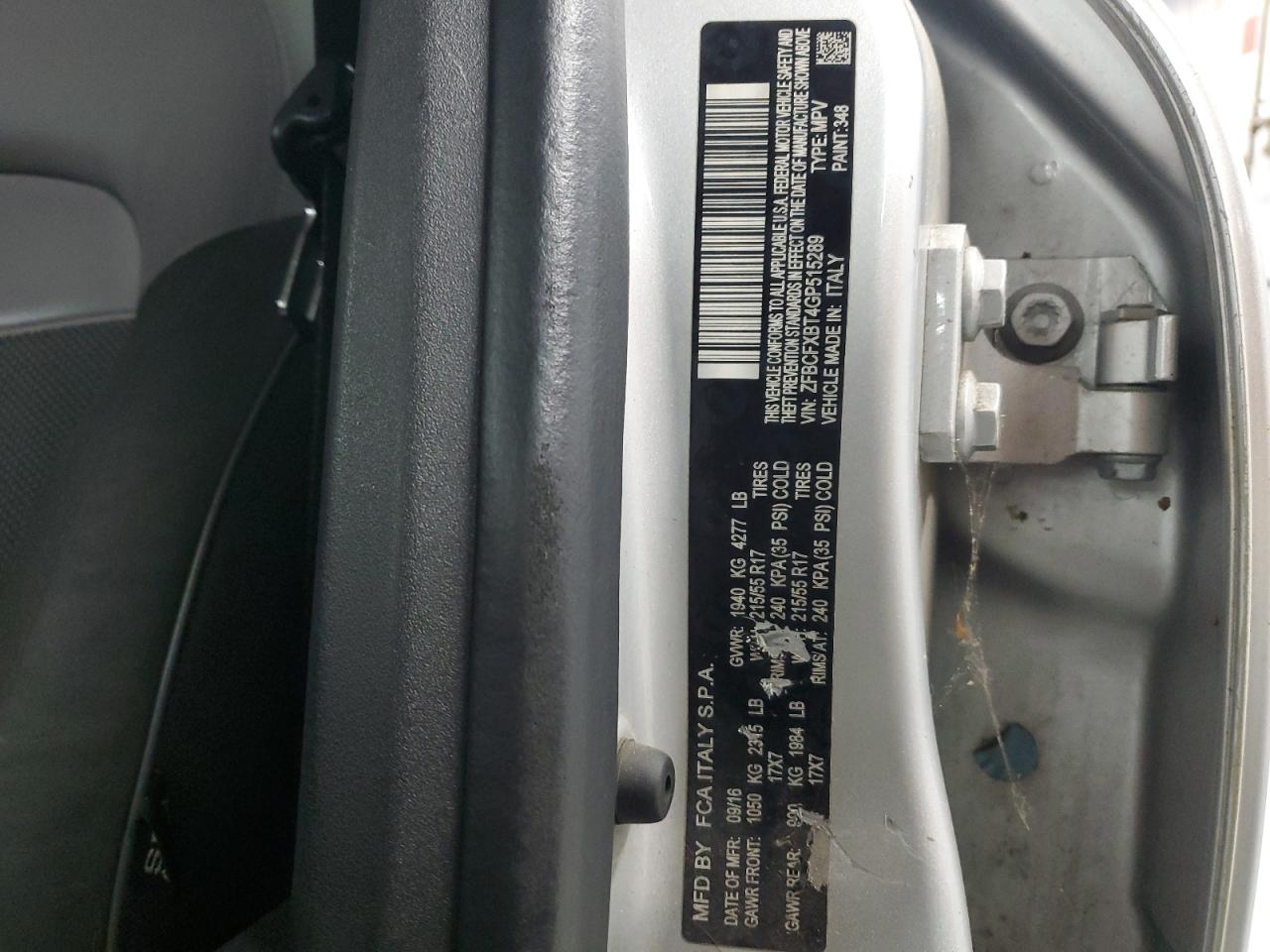 2016 Fiat 500X Easy VIN: ZFBCFXBT4GP515289 Lot: 86070445