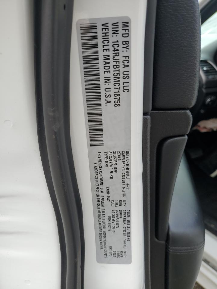 2021 Jeep Grand Cherokee Limited VIN: 1C4RJFBT5MC718758 Lot: 85322445