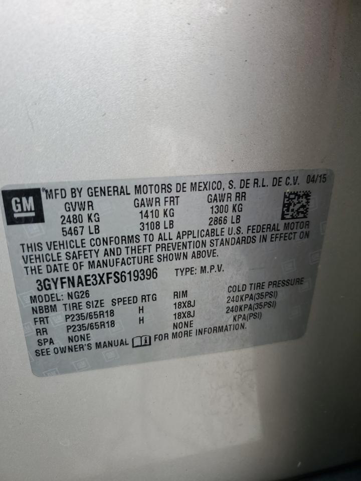 2015 Cadillac Srx VIN: 3GYFNAE3XFS619396 Lot: 90639155