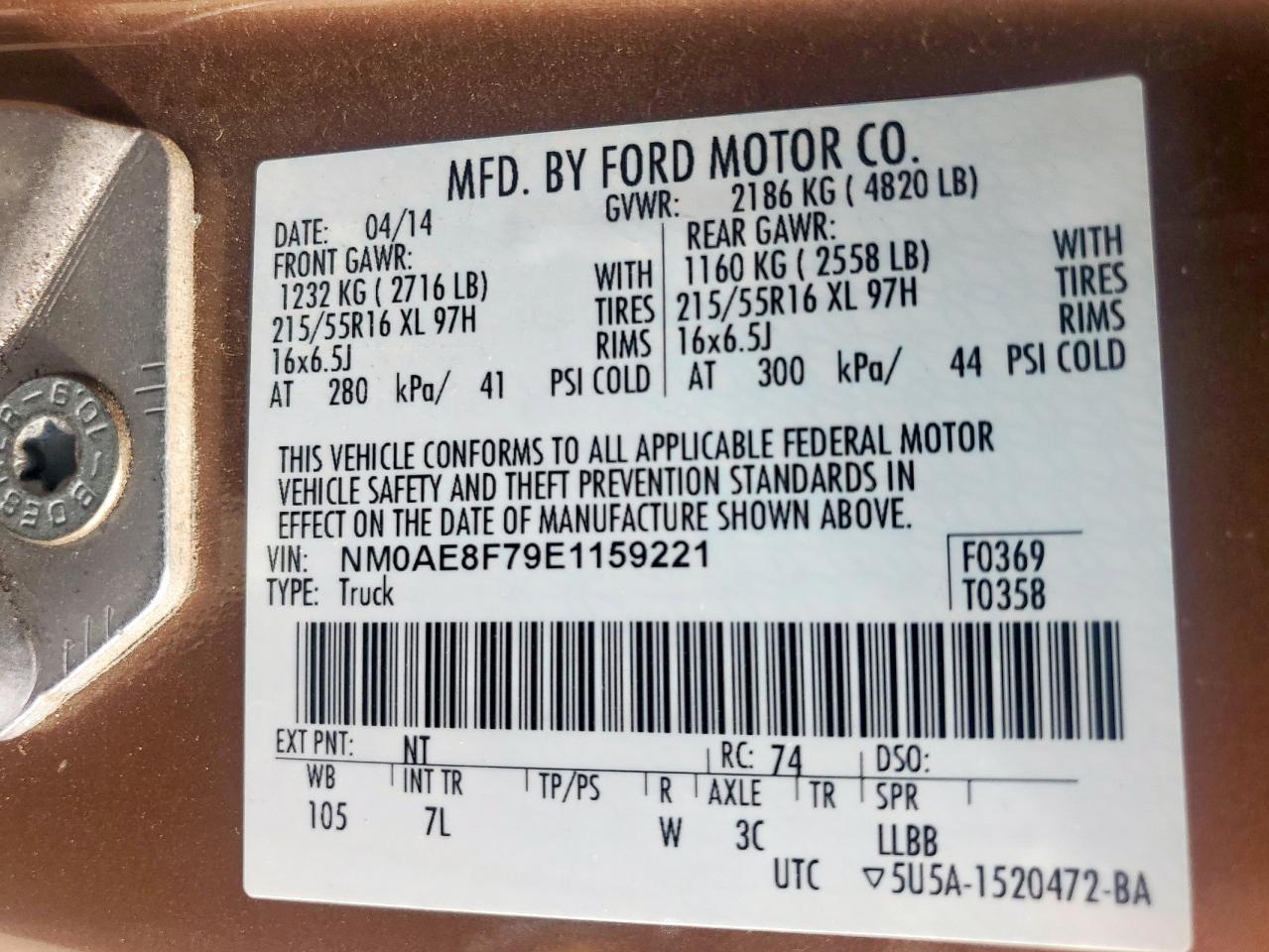 2014 Ford Transit Connect Xlt VIN: NM0AE8F79E1159221 Lot: 84982035