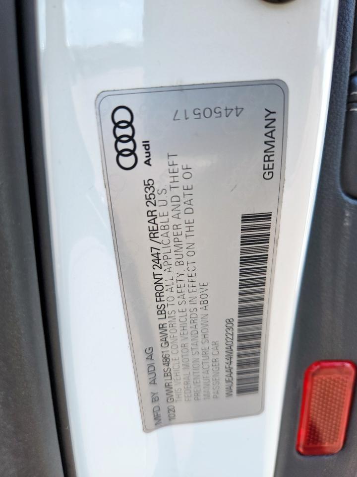 2021 Audi A4 Premium Plus 45 VIN: WAUEAAF44MA022308 Lot: 84773605