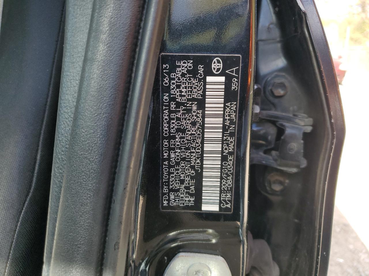 2014 Toyota Yaris VIN: JTDKTUD34ED575844 Lot: 86539245