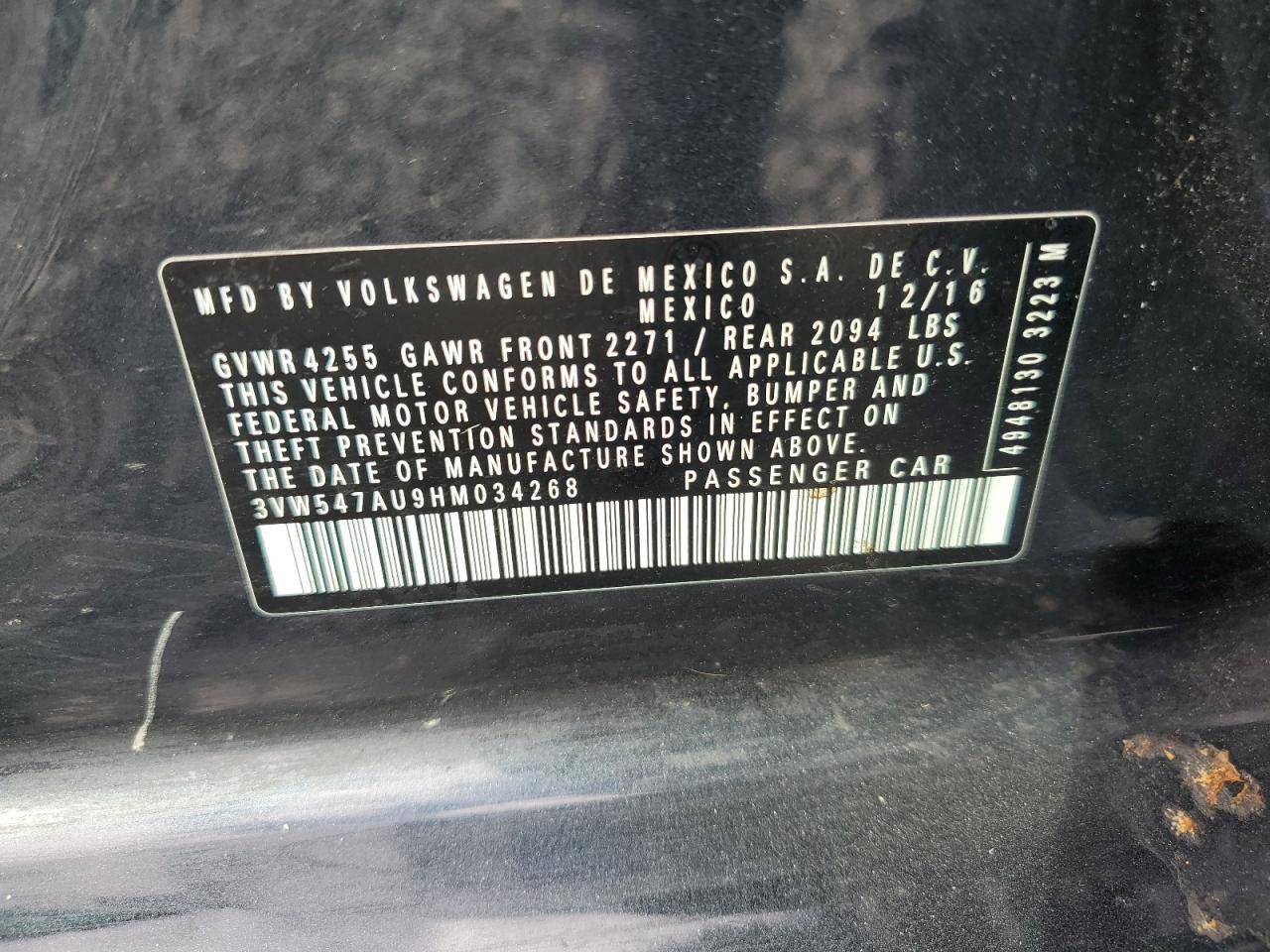 2017 Volkswagen Gti Sport VIN: 3VW547AU9HM034268 Lot: 82308535