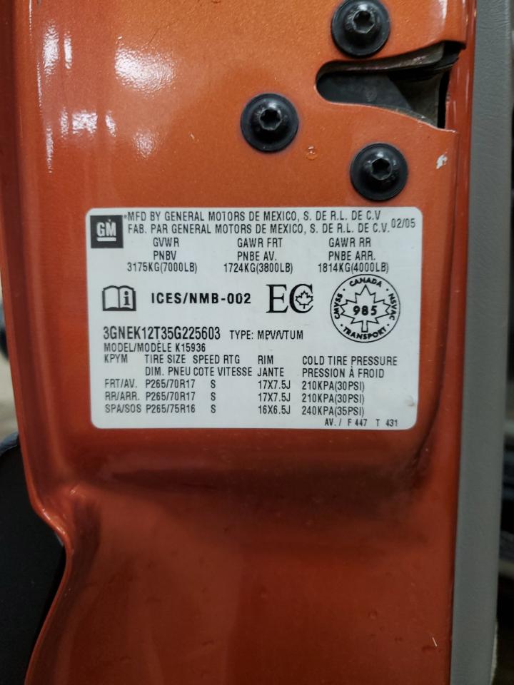 2005 Chevrolet Avalanche K1500 VIN: 3GNEK12T35G225603 Lot: 84571165