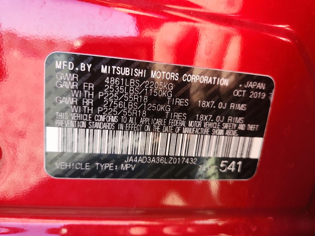 2020 Mitsubishi Outlander Se VIN: JA4AD3A36LZ017432 Lot: 85758915