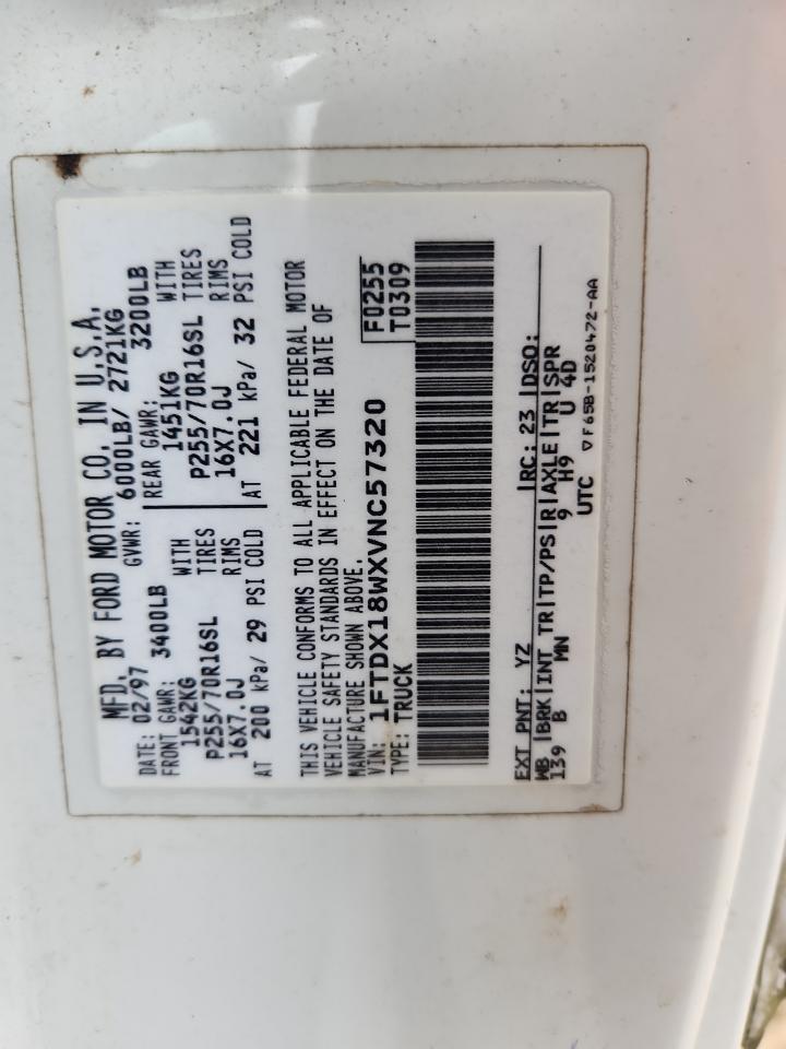 1997 Ford F150 VIN: 1FTDX18WXVNC57320 Lot: 90048405