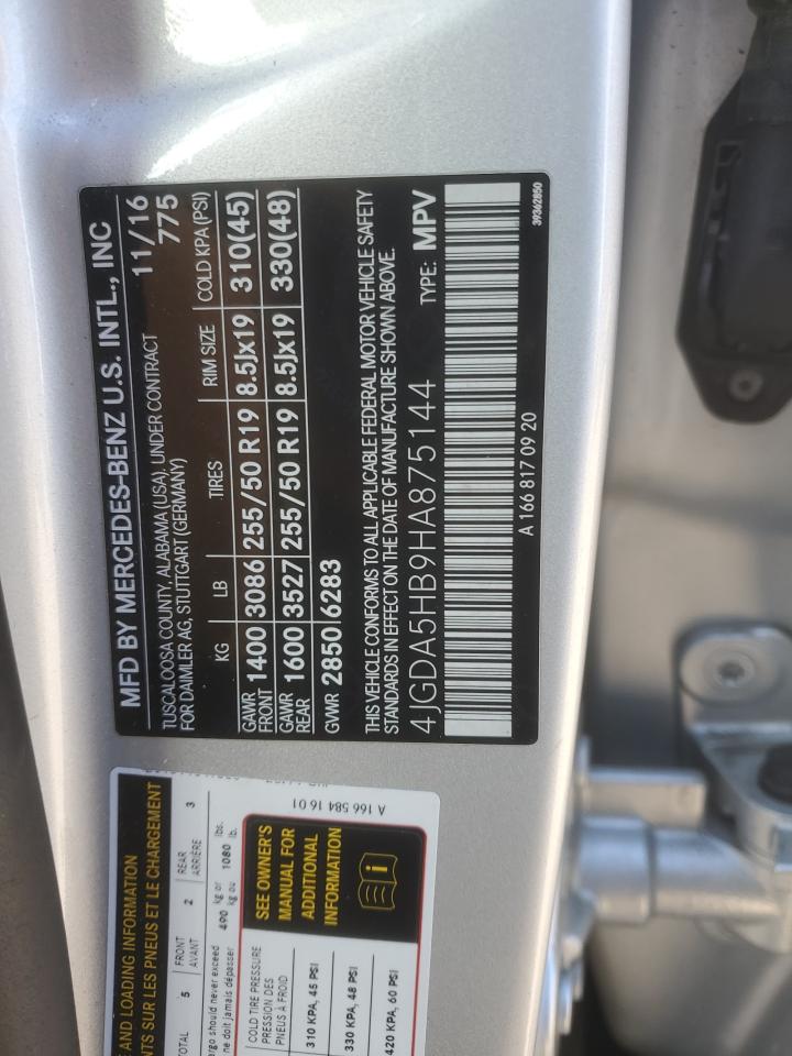 2017 Mercedes-Benz Gle 350 4Matic VIN: 4JGDA5HB9HA875144 Lot: 86495885