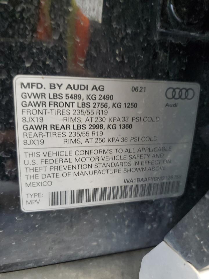 2021 Audi Q5 Premium Plus VIN: WA1BAAFY8M2125258 Lot: 85834955