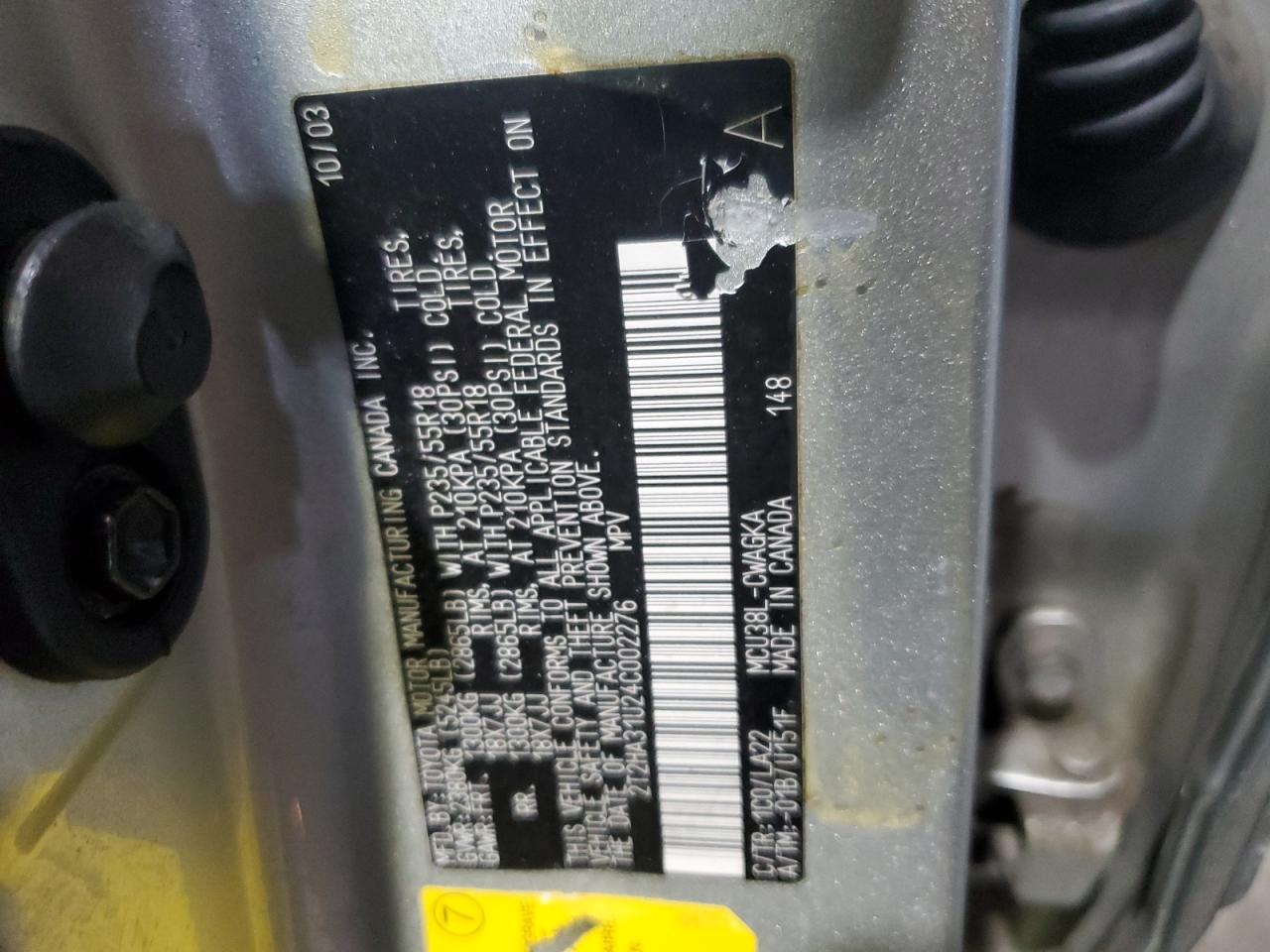 2004 Lexus Rx 330 VIN: 2T2HA31U24C002276 Lot: 86126915