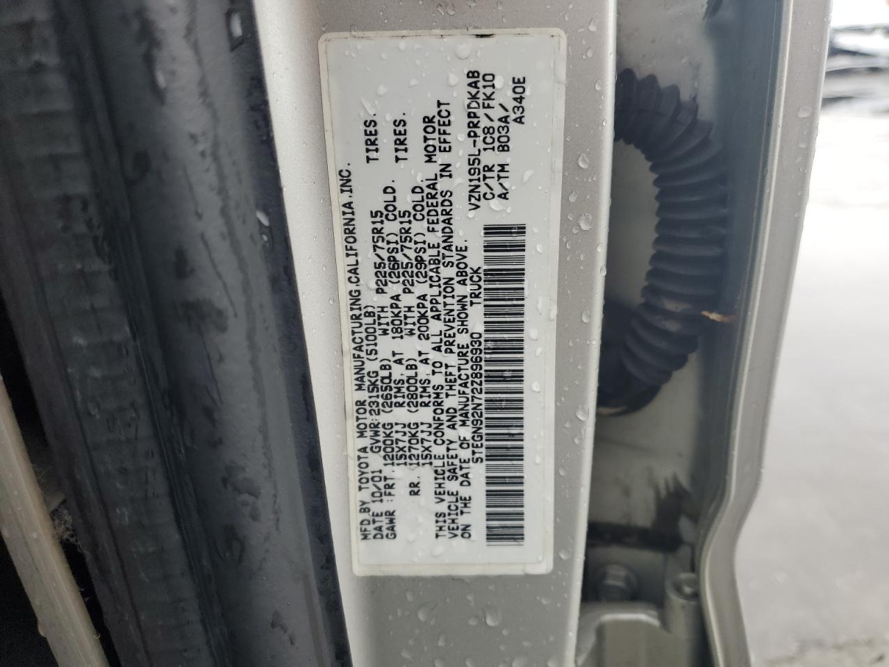 2002 Toyota Tacoma Double Cab Prerunner VIN: 5TEGN92N72Z896930 Lot: 86259785