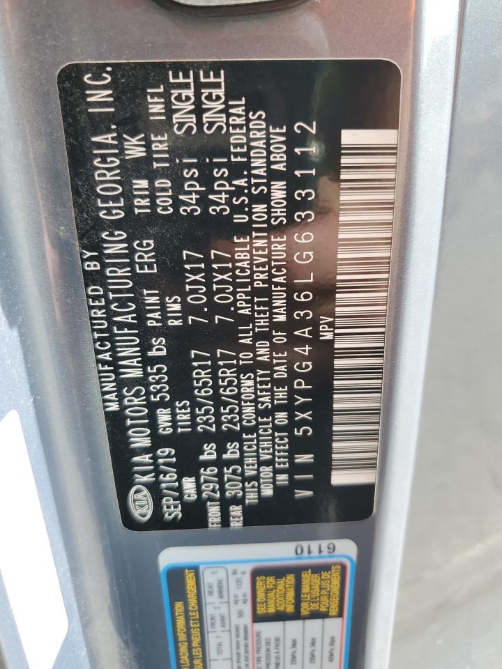 2020 Kia Sorento L VIN: 5XYPG4A36LG633112 Lot: 84781185