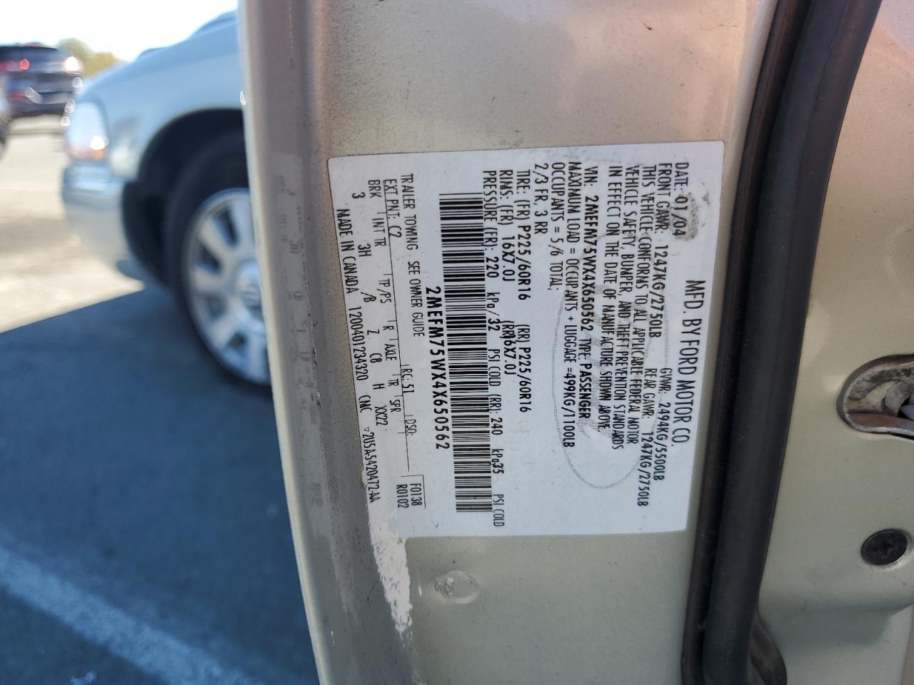 2004 Mercury Grand Marquis Ls VIN: 2MEFM75WX4X650562 Lot: 82543925