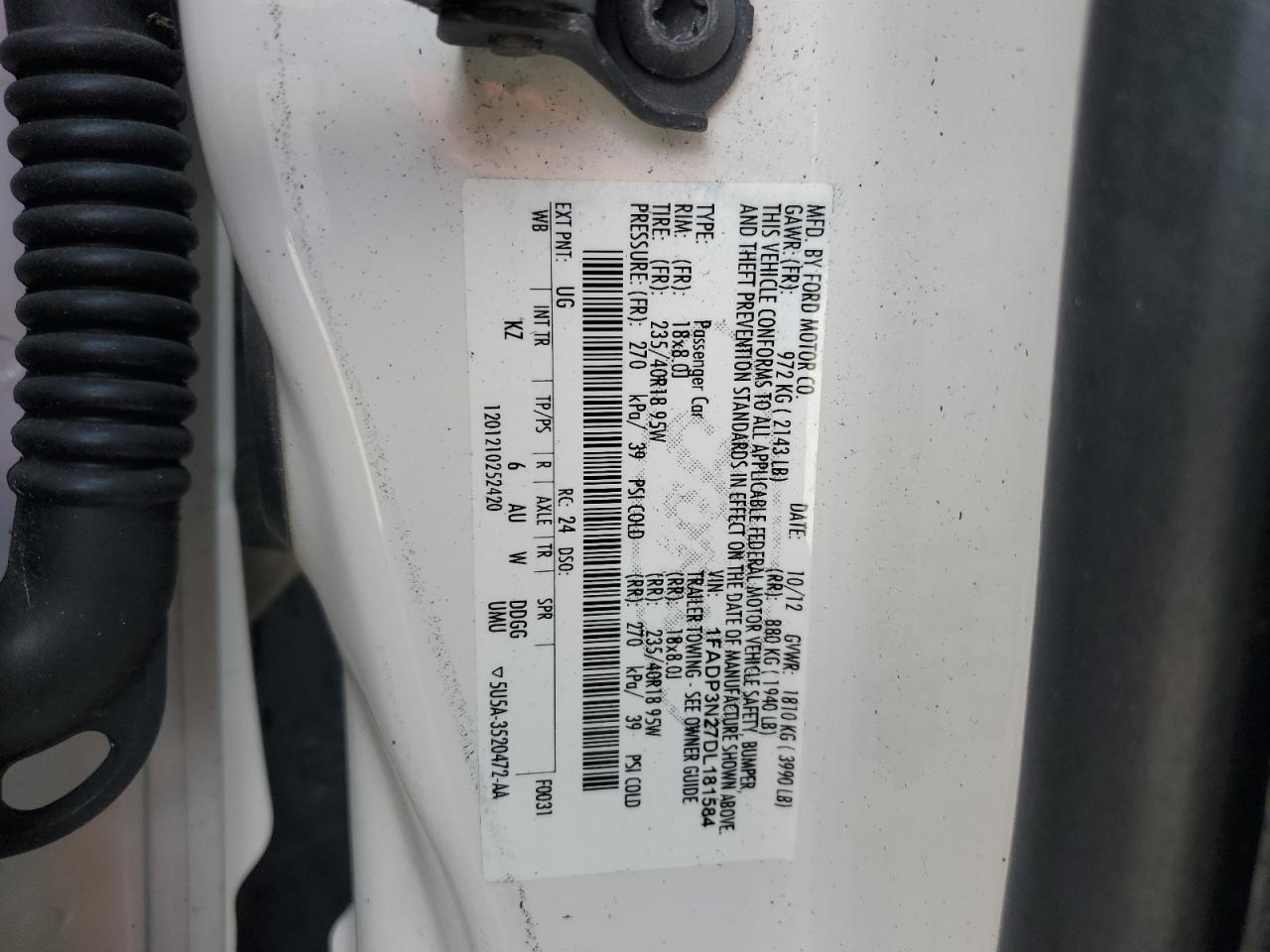 2013 Ford Focus Titanium VIN: 1FADP3N27DL181584 Lot: 82507925