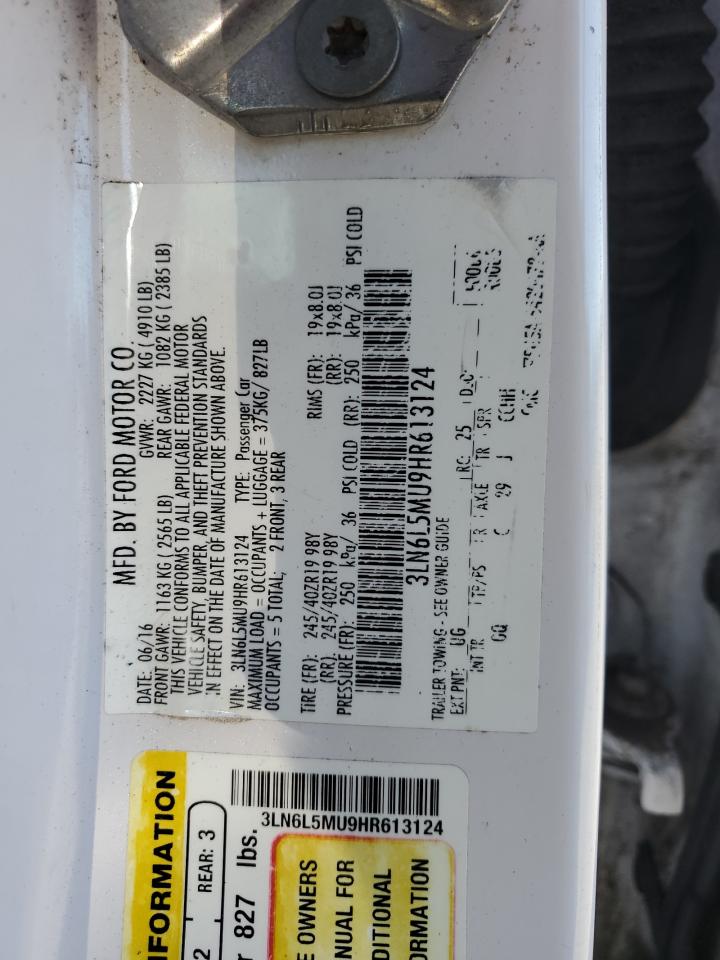 2017 Lincoln Mkz Hybrid Reserve VIN: 3LN6L5MU9HR613124 Lot: 87239605