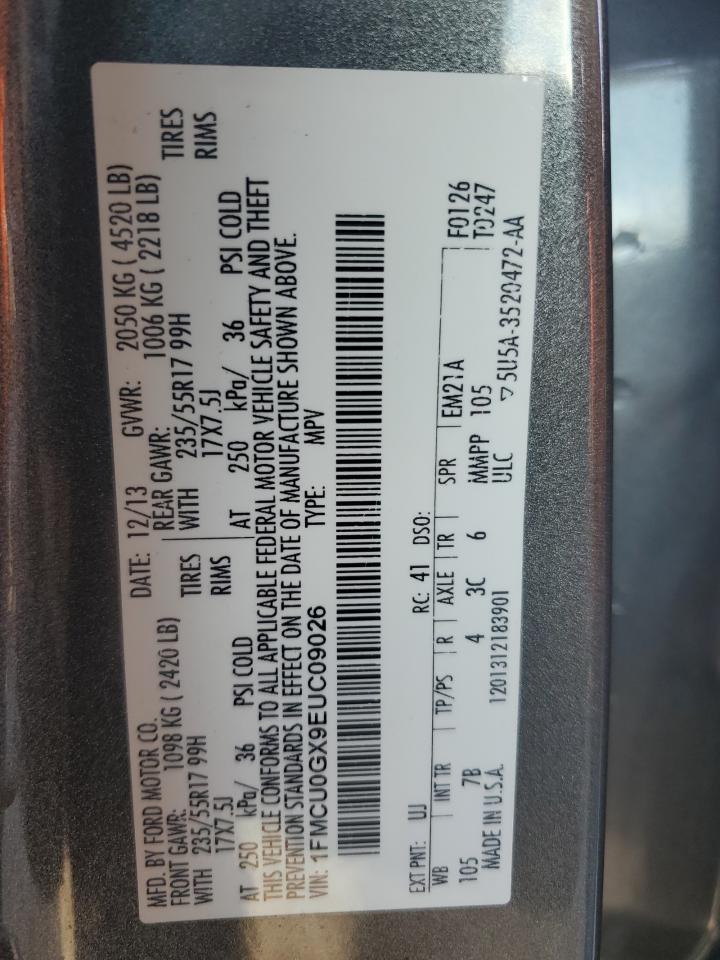 2014 Ford Escape Se VIN: 1FMCU0GX9EUC09026 Lot: 85347545