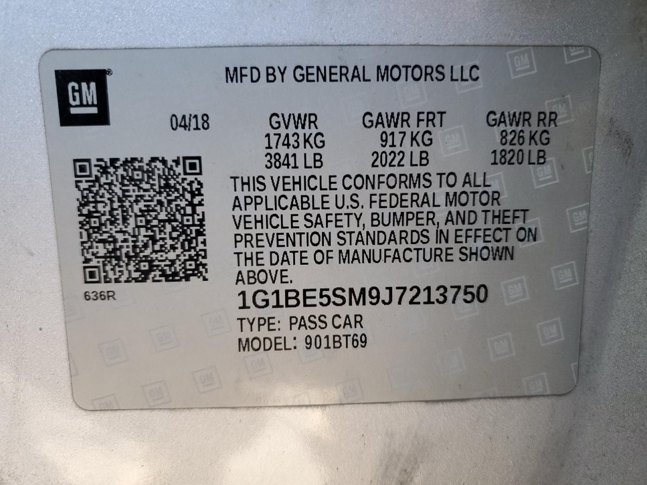 2018 Chevrolet Cruze Lt VIN: 1G1BE5SM9J7213750 Lot: 84999525