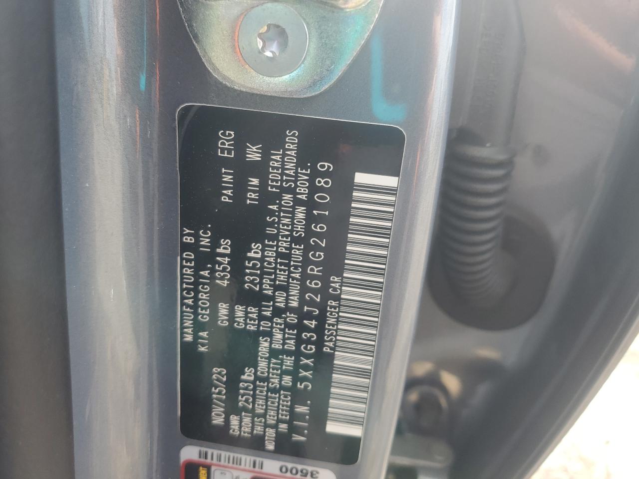 2024 Kia K5 Ex VIN: 5XXG34J26RG261089 Lot: 89844365