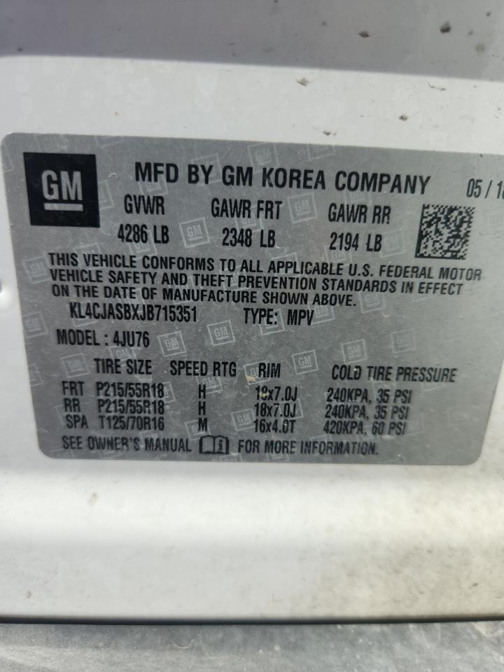 2018 Buick Encore Preferred VIN: KL4CJASBXJB715351 Lot: 86702985