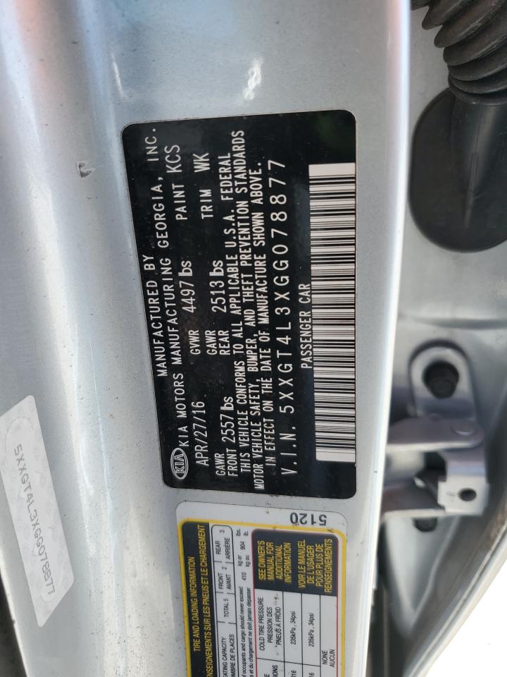 2016 Kia Optima Lx VIN: 5XXGT4L3XGG078877 Lot: 84642455