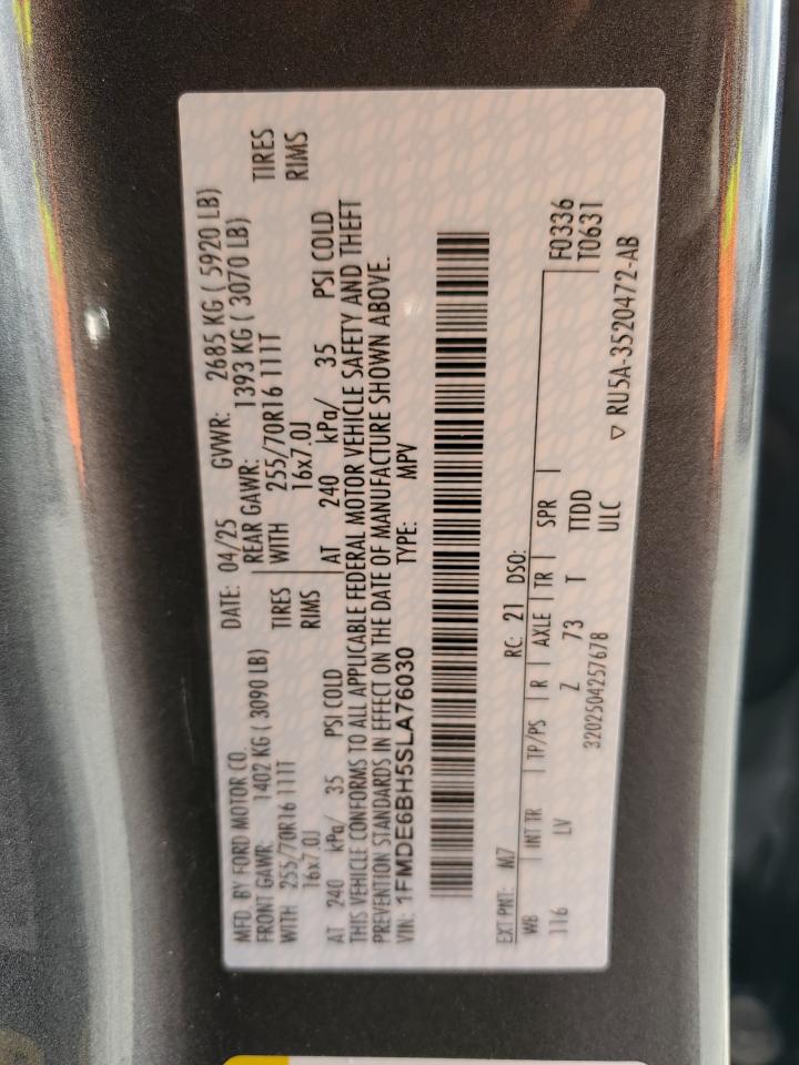 2025 Ford Bronco VIN: 1FMDE6BH5SLA76030 Lot: 82296295