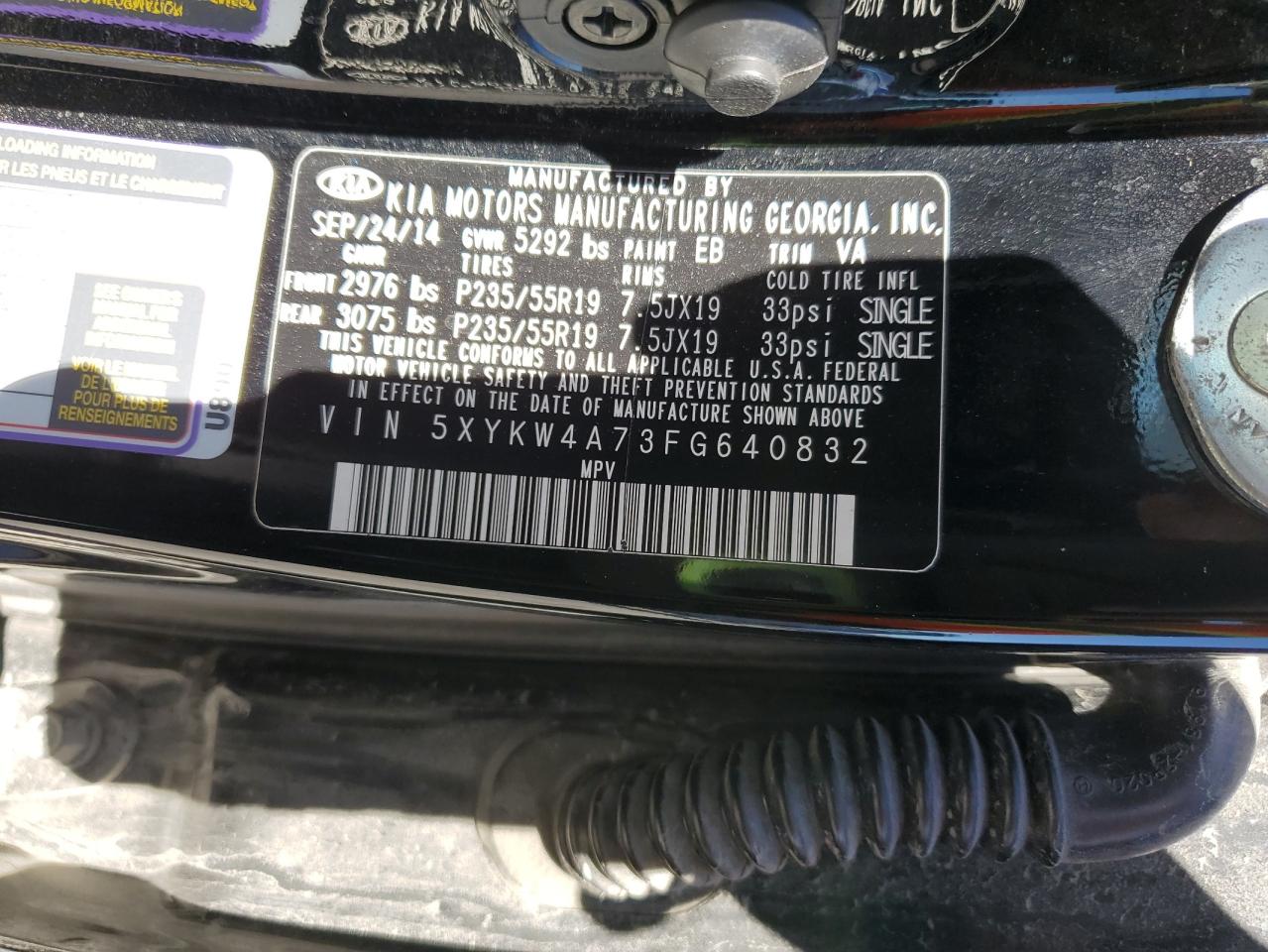 2015 Kia Sorento Sx VIN: 5XYKW4A73FG640832 Lot: 82284835