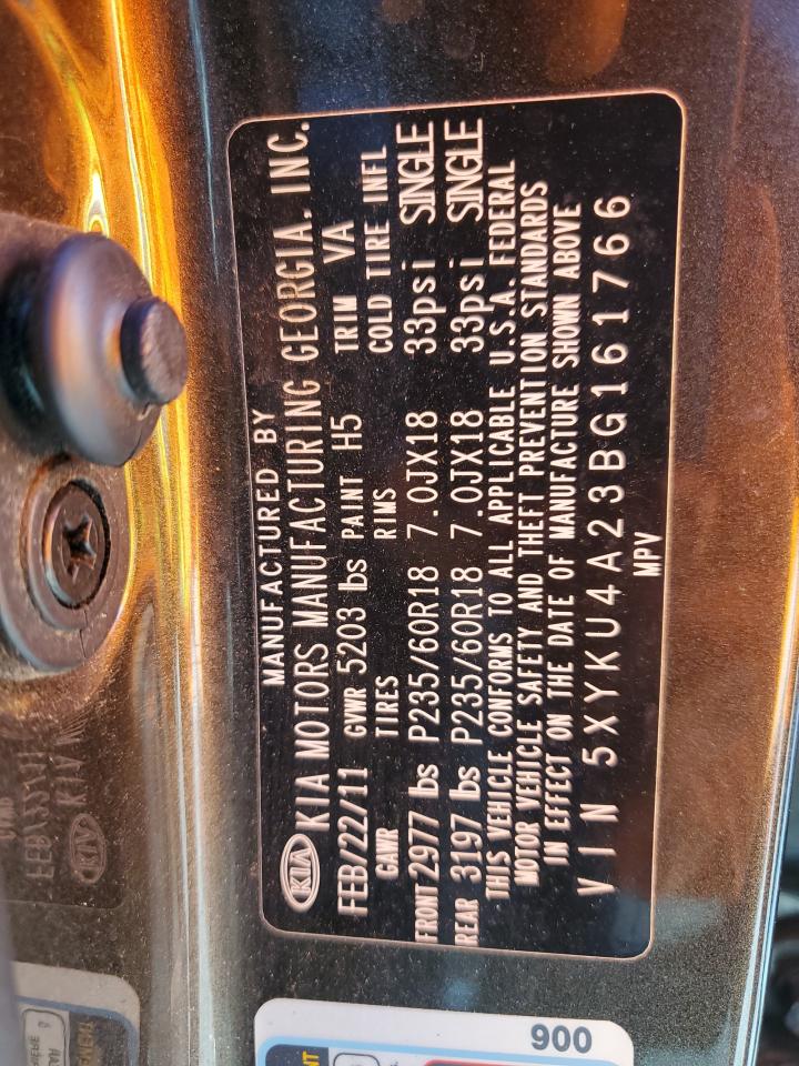 2011 Kia Sorento Ex VIN: 5XYKU4A23BG161766 Lot: 81990705