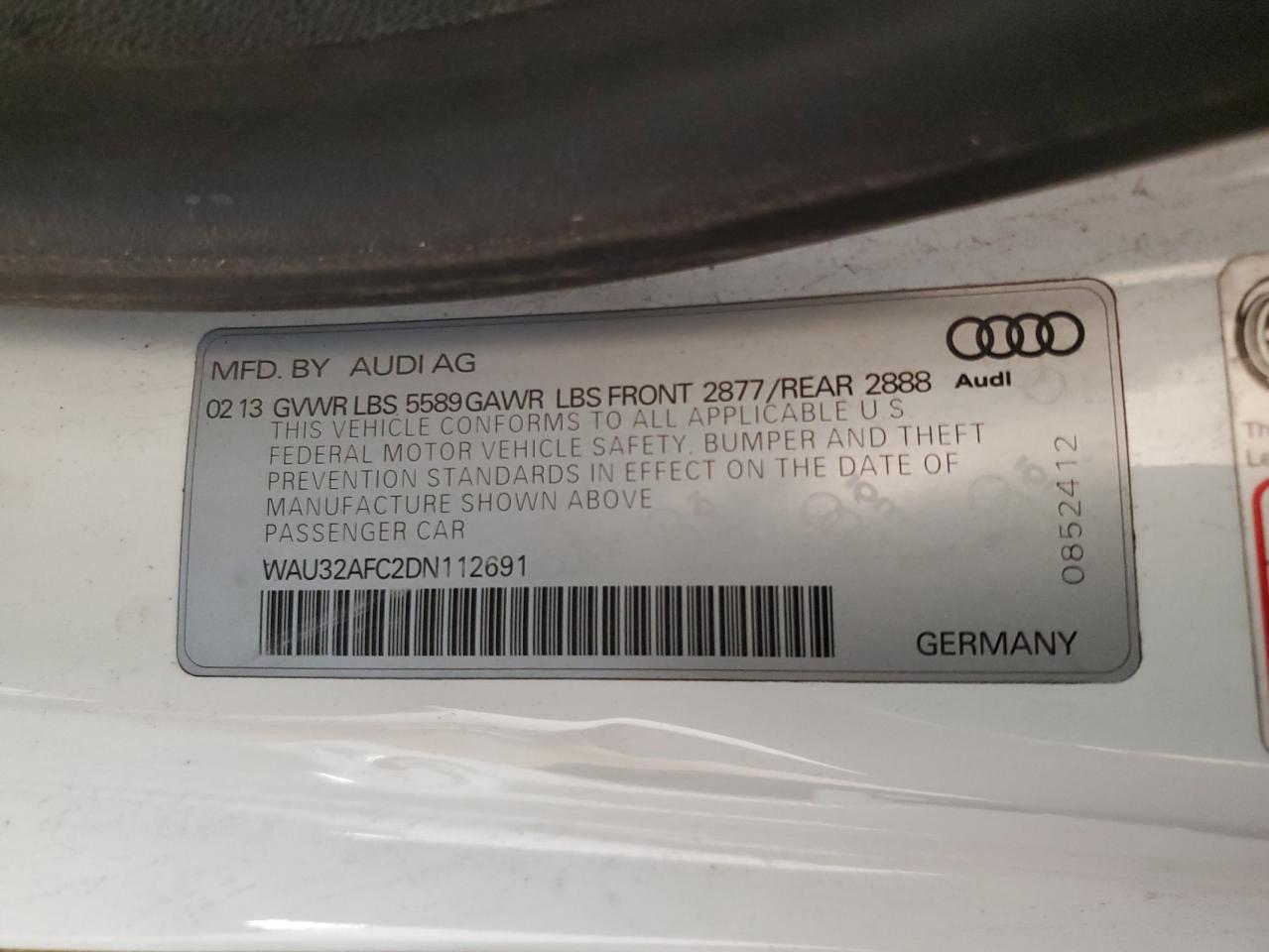 2013 Audi S7 Prestige VIN: WAU32AFC2DN112691 Lot: 86510505
