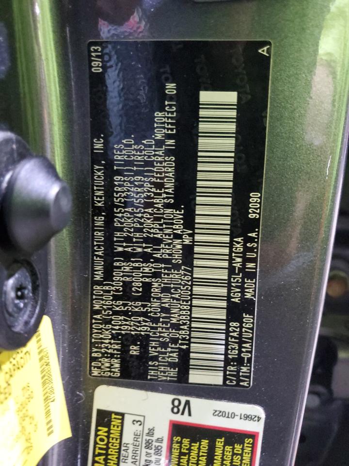 2014 Toyota Venza Le VIN: 4T3BA3BB8EU052677 Lot: 84939435