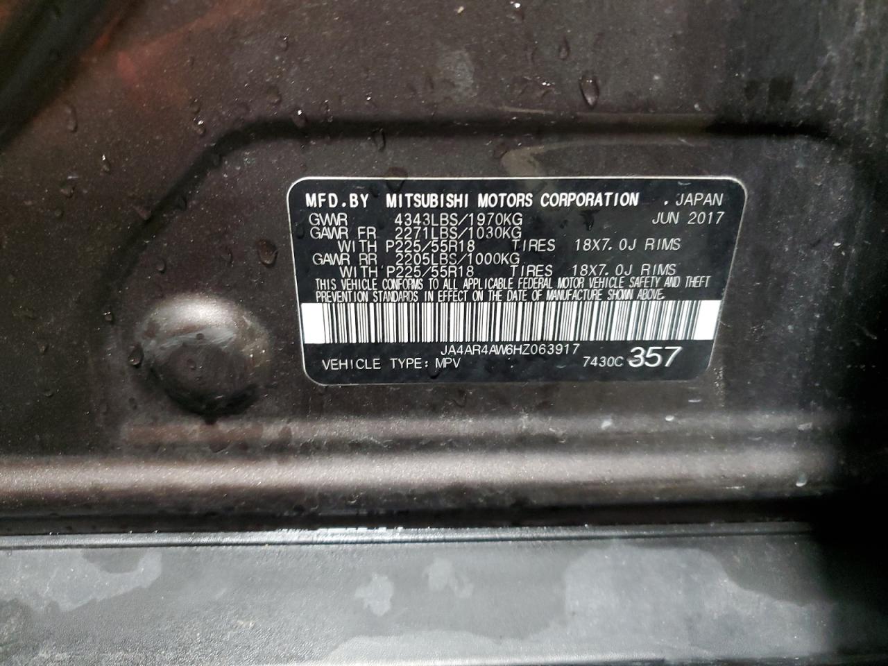 2017 Mitsubishi Outlander Sport Sel VIN: JA4AR4AW6HZ063917 Lot: 90257255