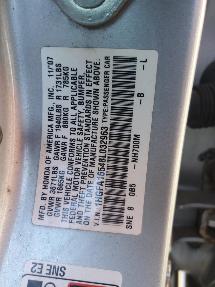 2008 Honda Civic Lx VIN: 1HGFA16548L032963 Lot: 86138935