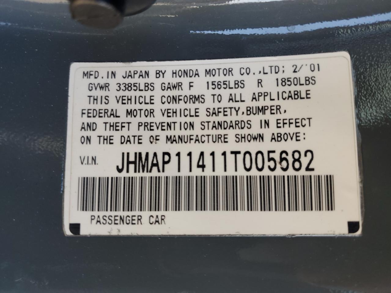 2001 Honda S2000 VIN: JHMAP11411T005682 Lot: 89556855