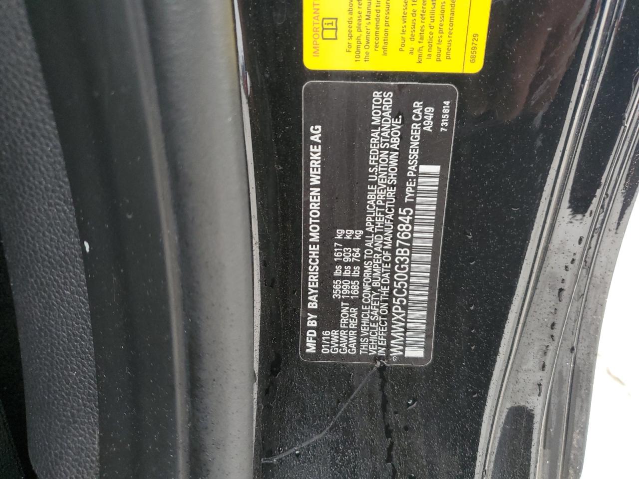 2016 Mini Cooper VIN: WMWXP5C50G3B76845 Lot: 90021895