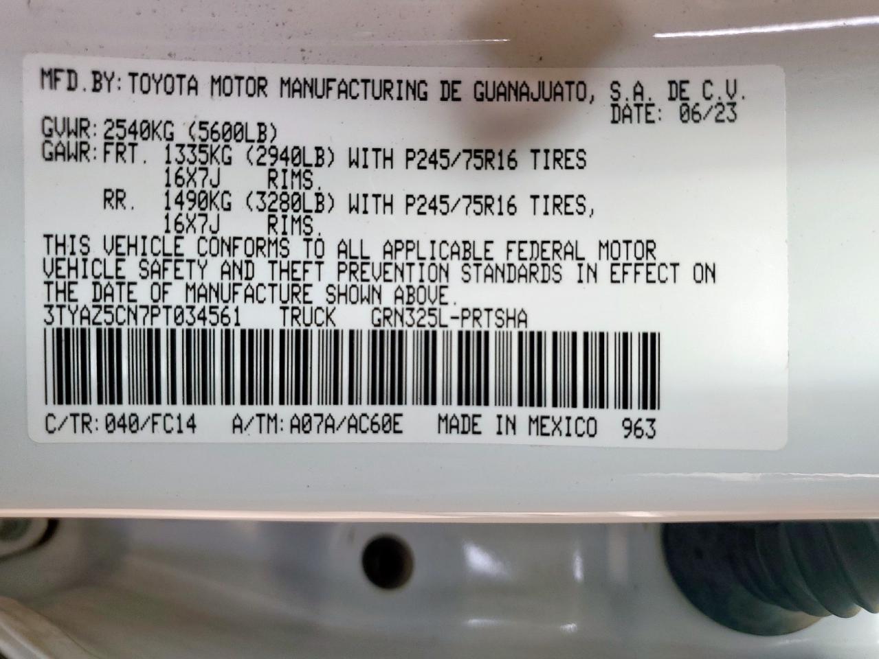 2023 Toyota Tacoma Double Cab VIN: 3TYAZ5CN7PT034561 Lot: 85573775