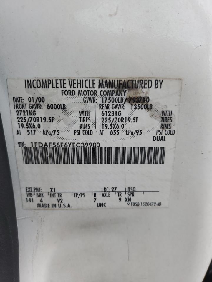 2000 Ford F550 Super Duty VIN: 1FDAF56F6YEC39980 Lot: 86289605