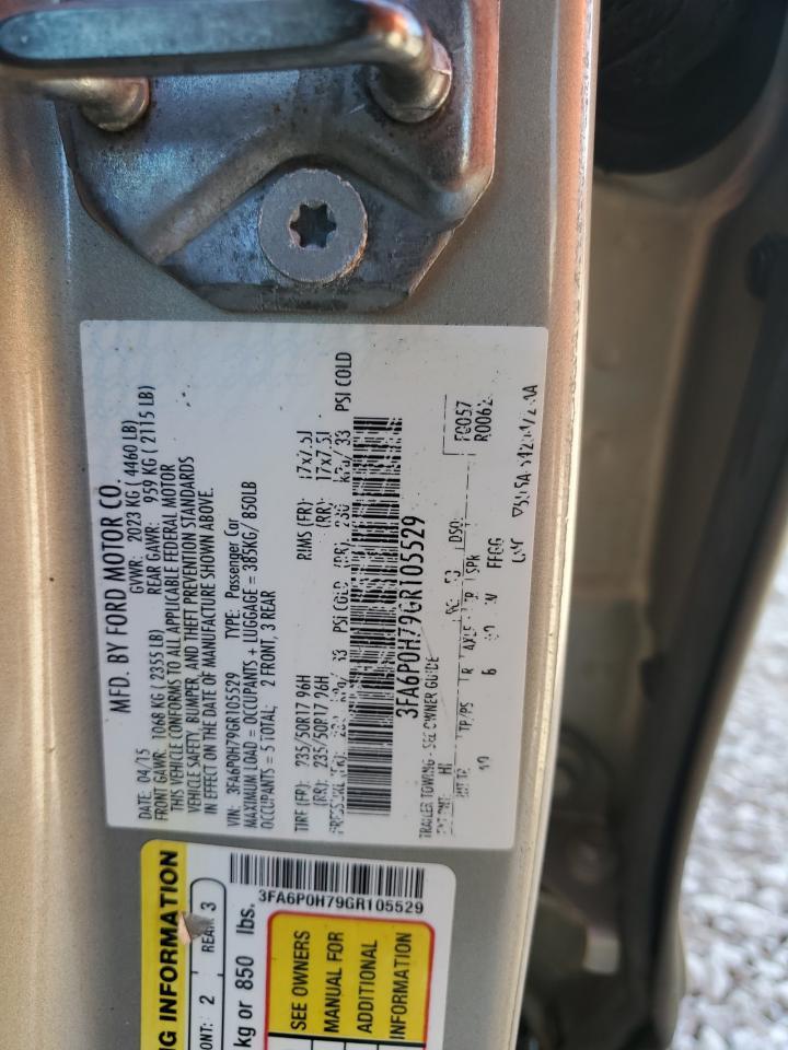 2016 Ford Fusion Se VIN: 3FA6P0H79GR105529 Lot: 84442265