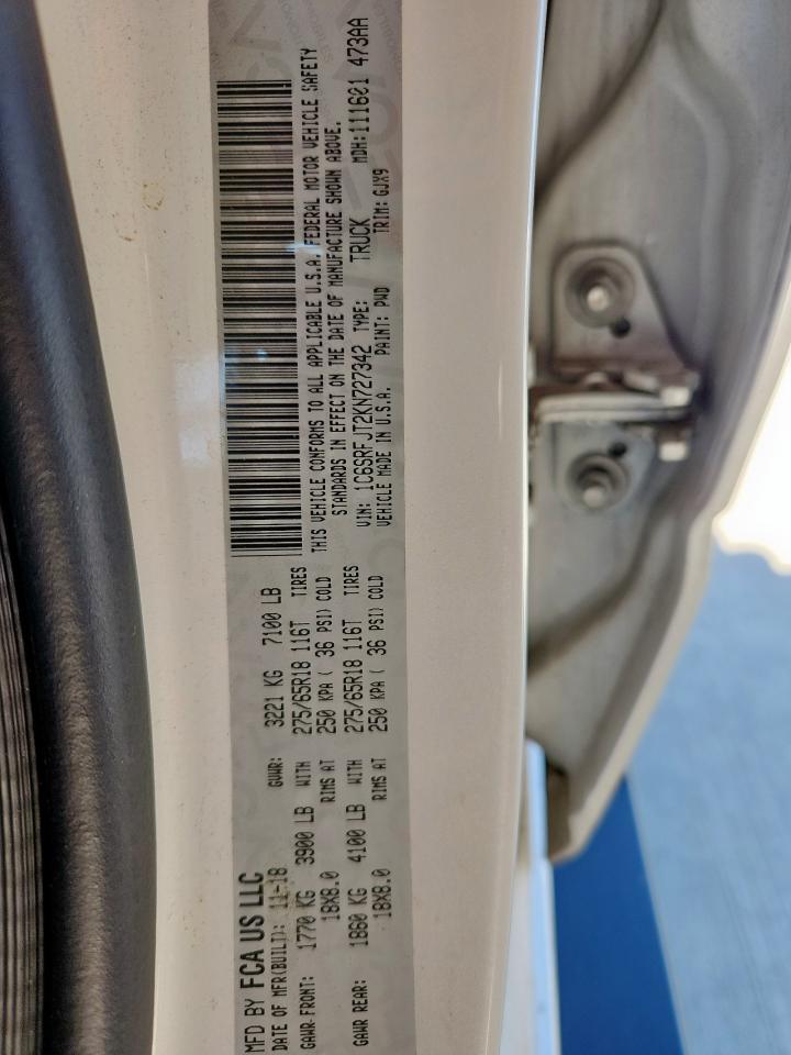 2019 Ram 1500 Laramie VIN: 1C6SRFJT2KN727342 Lot: 85397575