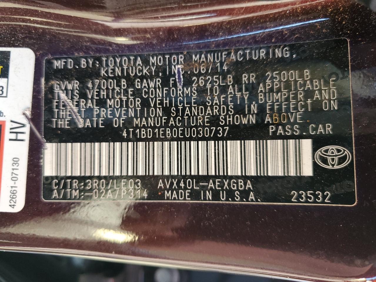 2014 Toyota Avalon Hybrid VIN: 4T1BD1EB0EU030737 Lot: 90510085