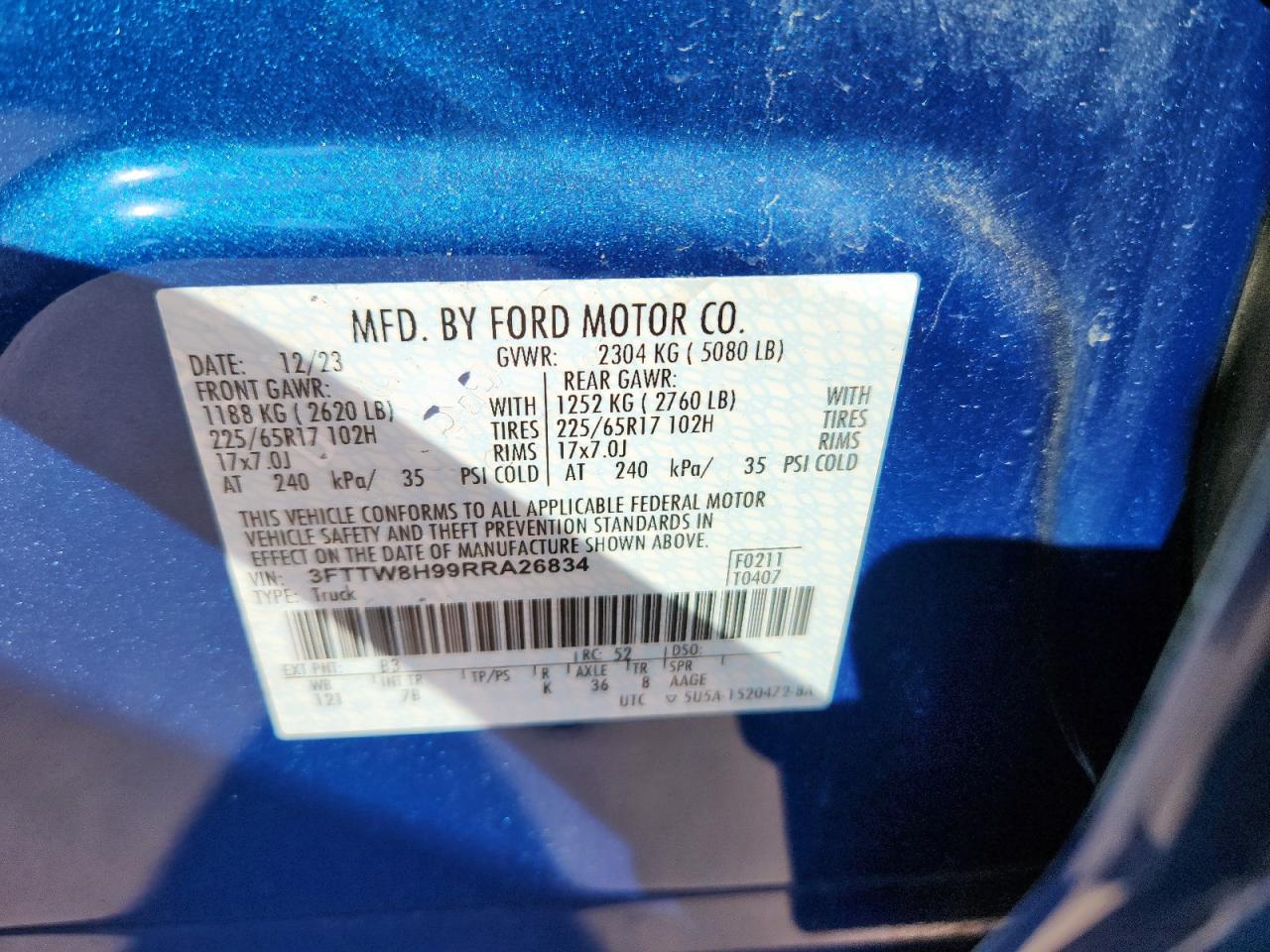 2024 Ford Maverick Xlt VIN: 3FTTW8H99RRA26834 Lot: 85142525