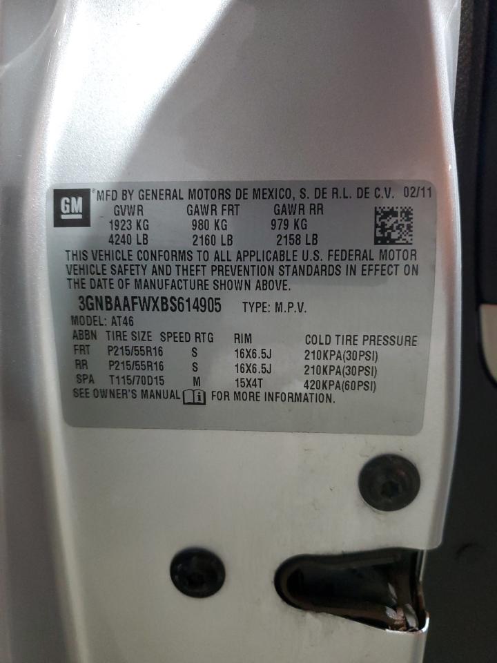 2011 Chevrolet Hhr Ls VIN: 3GNBAAFWXBS614905 Lot: 87006715