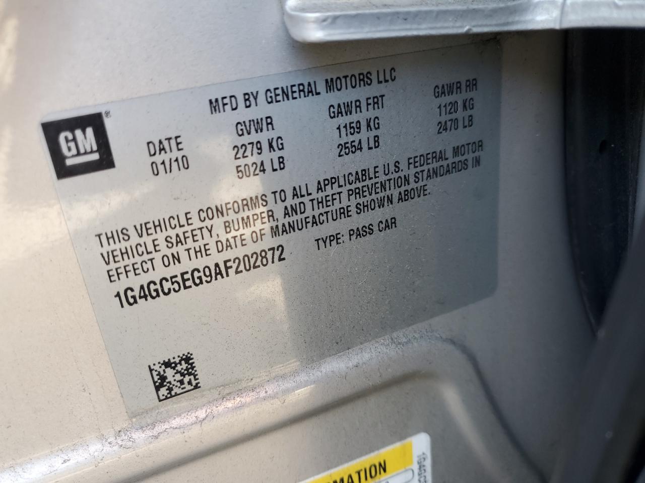 2010 Buick Lacrosse Cxl VIN: 1G4GC5EG9AF202872 Lot: 85169725