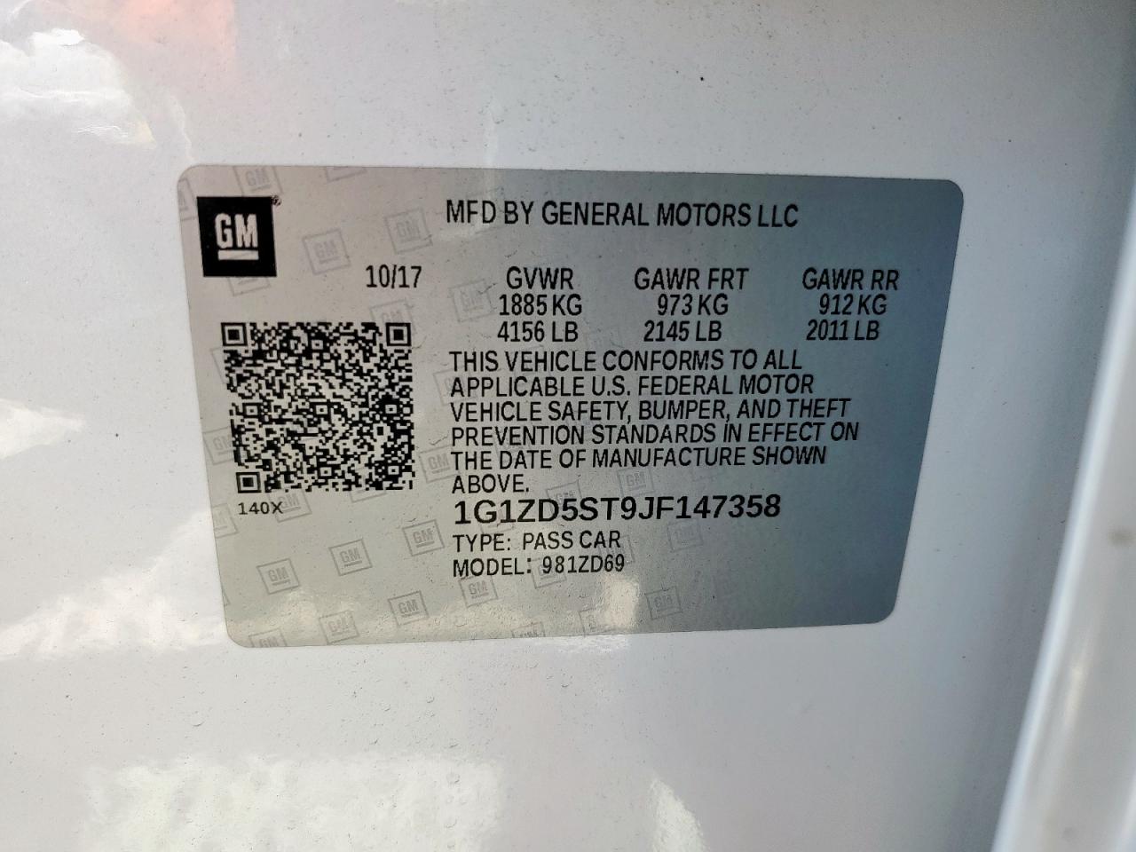 2018 Chevrolet Malibu Lt VIN: 1G1ZD5ST9JF147358 Lot: 84956595